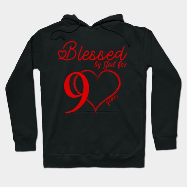 Blessed by god for 90 years old with heart 90th Birthday Gift ideas Hoodie by BijStore